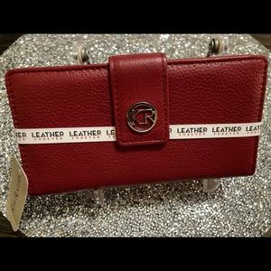 KIM ROGERS RED CHECKBOOK LEATHER forever NWT